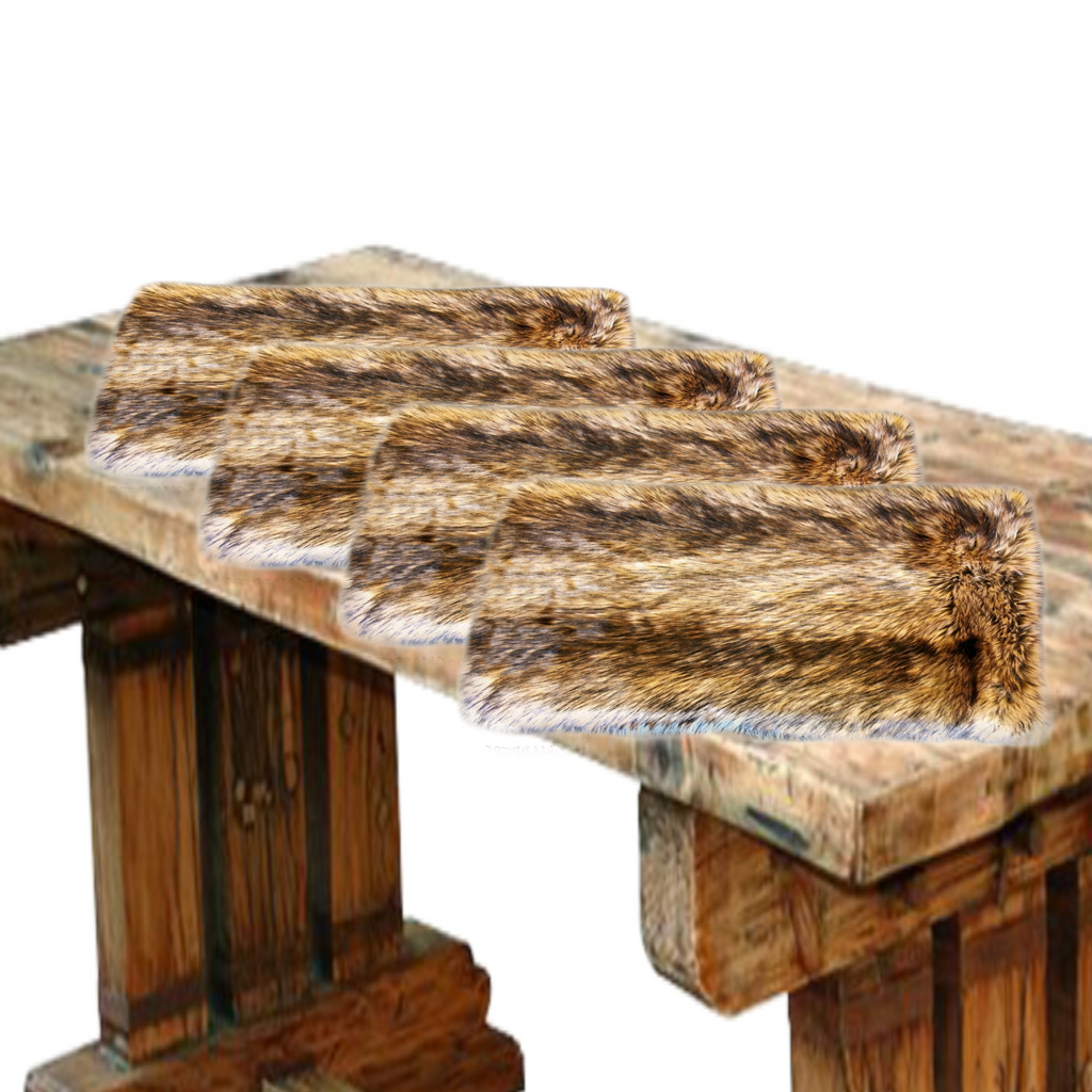 Four Plush Faux Fur Placemat, Luxury Wolf Fur, Bear Skin, Place Mat, Table Top, Wedding Décor, Designer Dining Accessories, Fur Accents USA