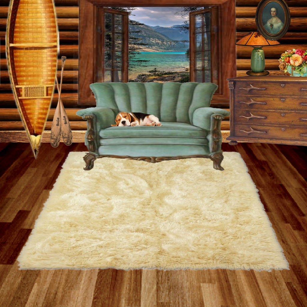 Contemporary Faux Fur Area Rug - Rectangular - Shaggy Man Made Flokati, Sheepskin - Washable - Colorfast - Hand Made To Order in the USA - Designer Art Rug by Fur Accents