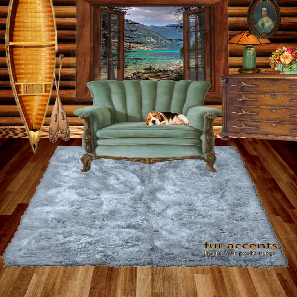 Contemporary Faux Fur Area Rug - Rectangular - Shaggy Man Made Flokati, Sheepskin - Washable - Colorfast - Hand Made To Order in the USA - Designer Art Rug by Fur Accents