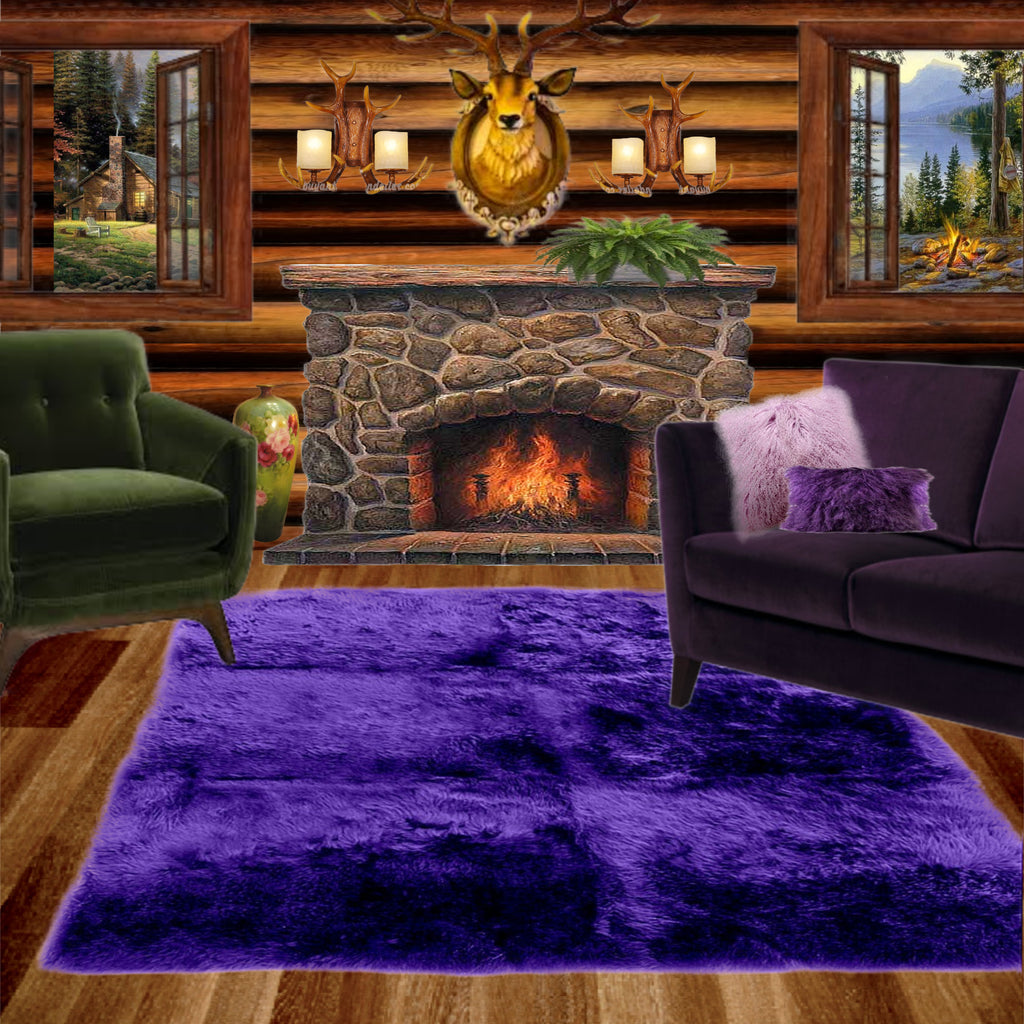 Contemporary Faux Fur Area Rug - Rectangular - Shaggy Man Made Flokati, Sheepskin - Washable - Colorfast - Hand Made To Order in the USA - Designer Art Rug by Fur Accents