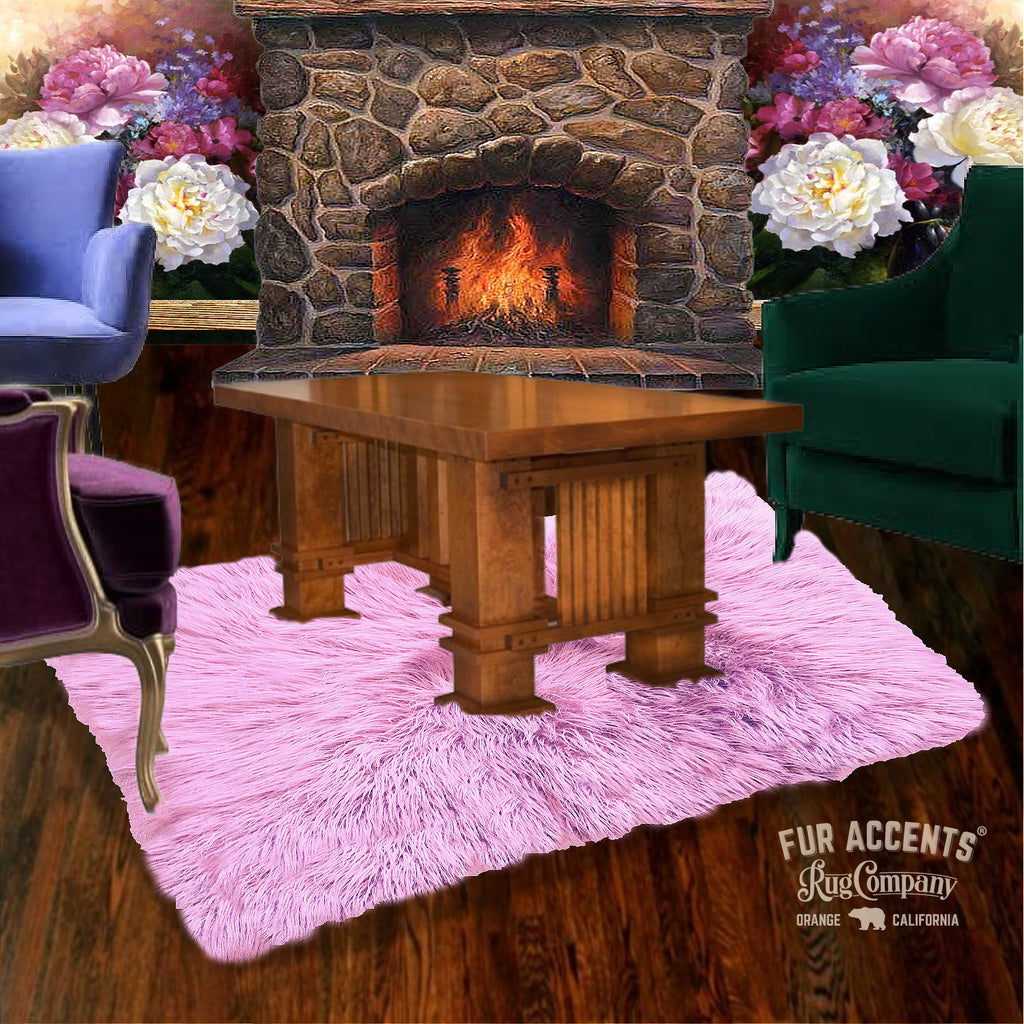 Contemporary Faux Fur Area Rug - Rectangular - Shaggy Man Made Flokati, Sheepskin - Washable - Colorfast - Hand Made To Order in the USA - Designer Art Rug by Fur Accents