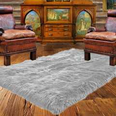 Man Made Faux Fur Area Rug - Rectangular - Shaggy Man Made Flokati, Sheepskin - Washable - Colorfast - Hand Made To Order in the USA - Designer Art Rug by Fur Accents