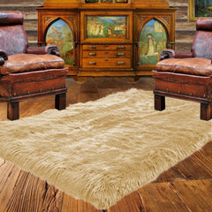Man Made Faux Fur Area Rug - Rectangular - Shaggy Man Made Flokati, Sheepskin - Washable - Colorfast - Hand Made To Order in the USA - Designer Art Rug by Fur Accents