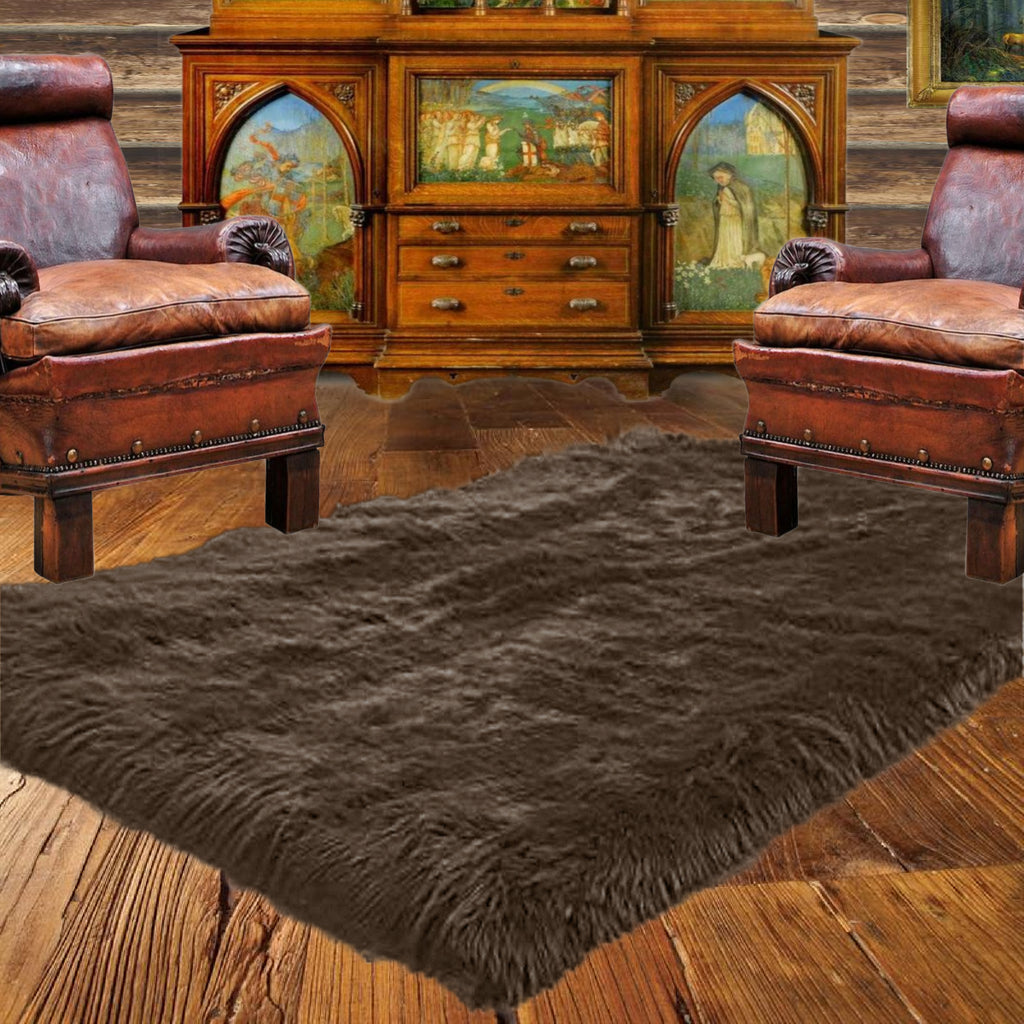 Man Made Faux Fur Area Rug - Rectangular - Shaggy Man Made Flokati, Sheepskin - Washable - Colorfast - Hand Made To Order in the USA - Designer Art Rug by Fur Accents