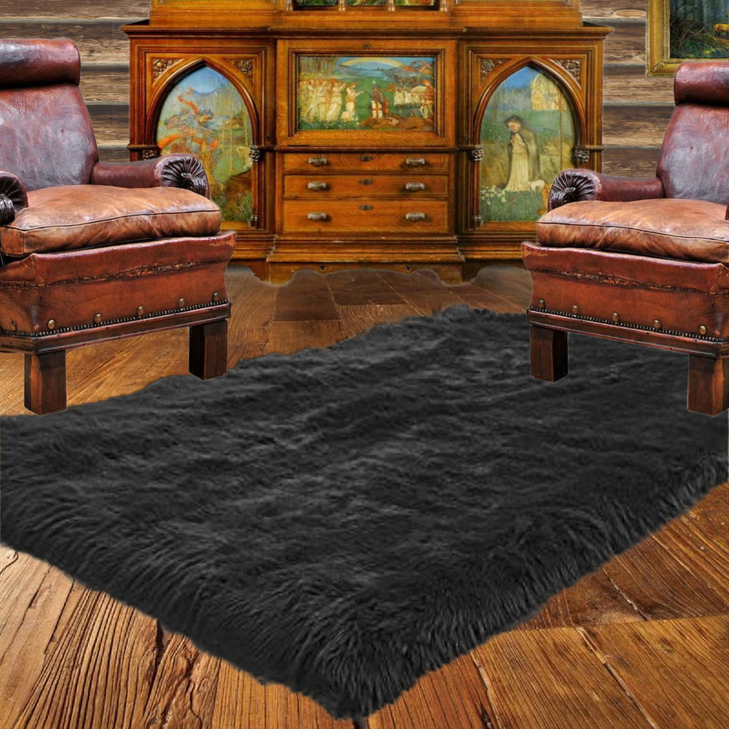 Man Made Faux Fur Area Rug - Rectangular - Shaggy Man Made Flokati, Sheepskin - Washable - Colorfast - Hand Made To Order in the USA - Designer Art Rug by Fur Accents