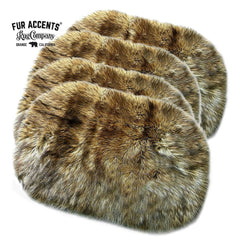 Set of 4,  Plush Faux Fur, 15" Round or Oval Placemats, Wolf Fur, Soft, Shaggy, Bear Skin, Place Mat, Table Top, Wedding Décor, Designer Accessories by Fur Accents USA