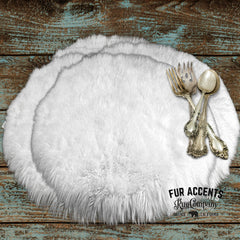 Set of 4  Plush Faux Fur Round Placemats, Luxury Fur, Soft Shaggy Faux Sheepskin, Place Mat, Table Top, Wedding Décor, Designer Accessories, Fur Accents USA