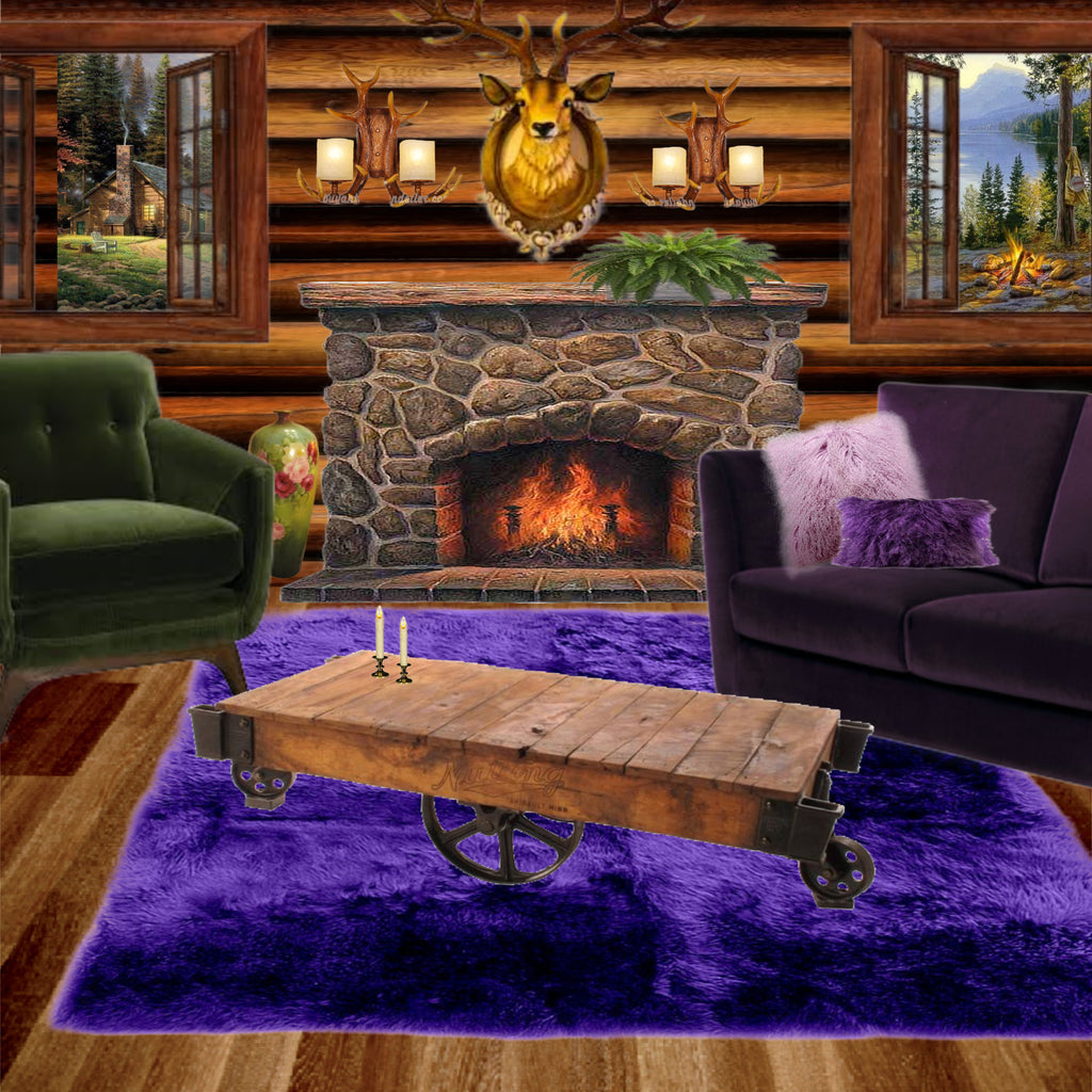 Contemporary Faux Fur Area Rug - Rectangular - Shaggy Man Made Flokati, Sheepskin - Washable - Colorfast - Hand Made To Order in the USA - Designer Art Rug by Fur Accents