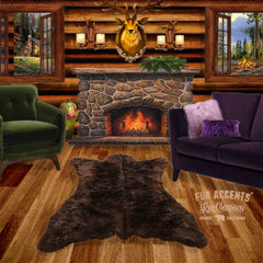Hand Crafted Bear Skin Area Rug -  Plush Faux Fur - Luxury Fur - Animal Pelt Shape - Designer Throw Rug - Hand Made in America by Fur Accents - USA