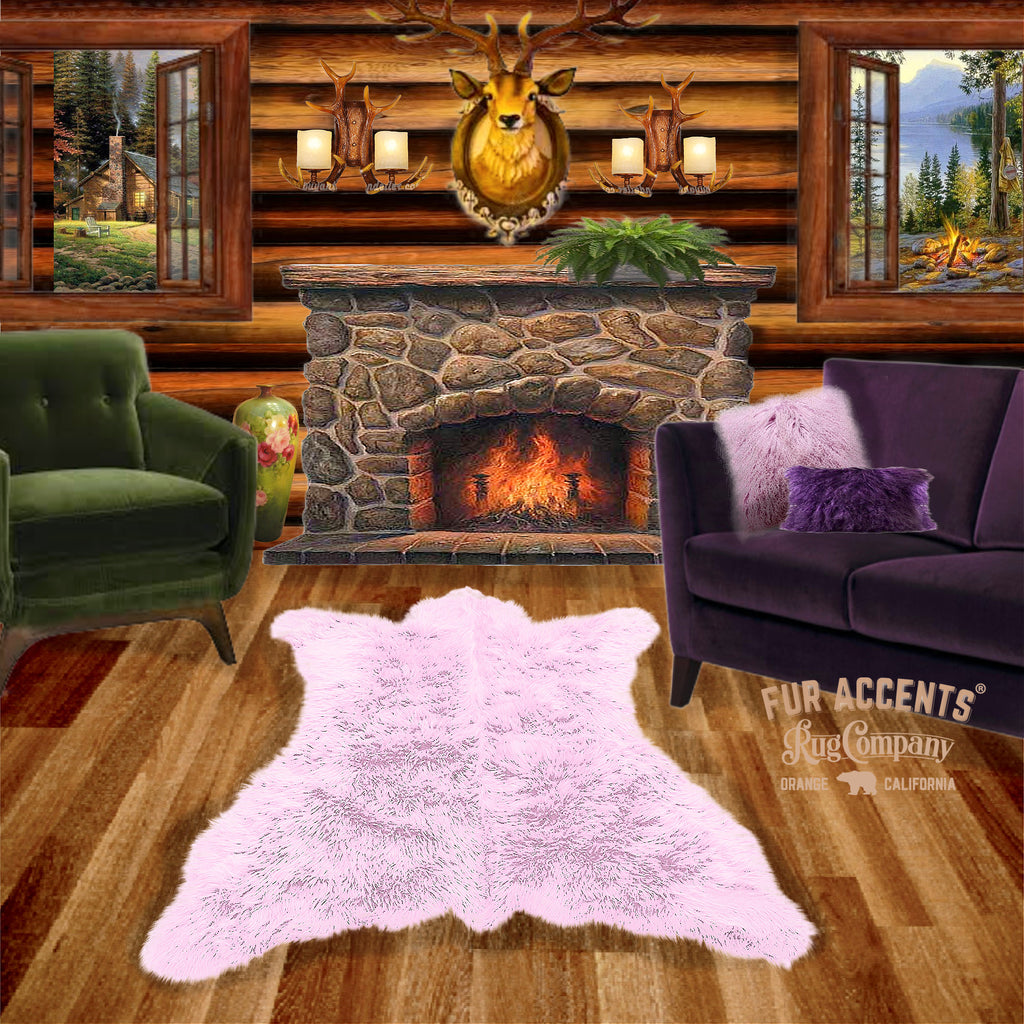Hand Crafted Bear Skin Area Rug -  Plush Faux Fur - Luxury Fur - Animal Pelt Shape - Designer Throw Rug - Hand Made in America by Fur Accents - USA