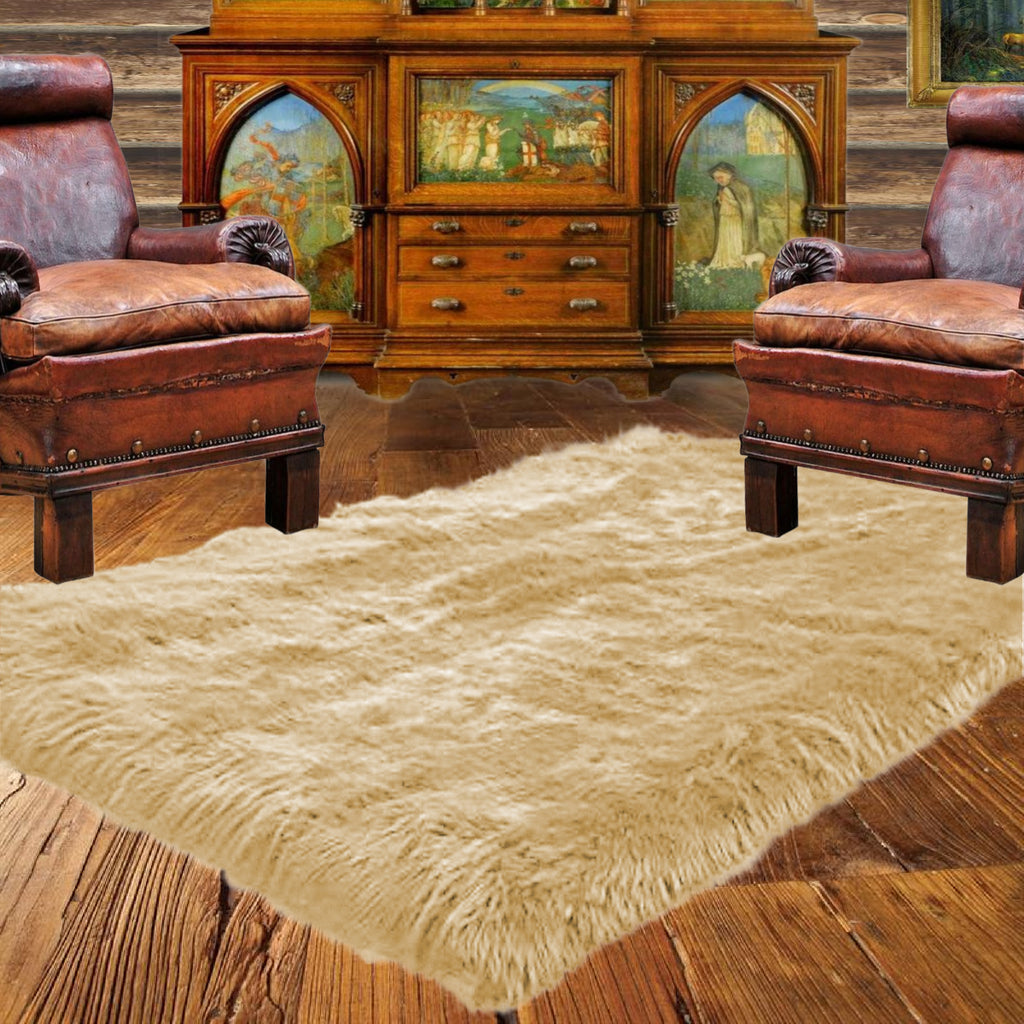 Contemporary Faux Fur Area Rug - Rectangular - Shaggy Man Made Flokati, Sheepskin - Washable - Colorfast - Hand Made To Order in the USA - Designer Art Rug by Fur Accents