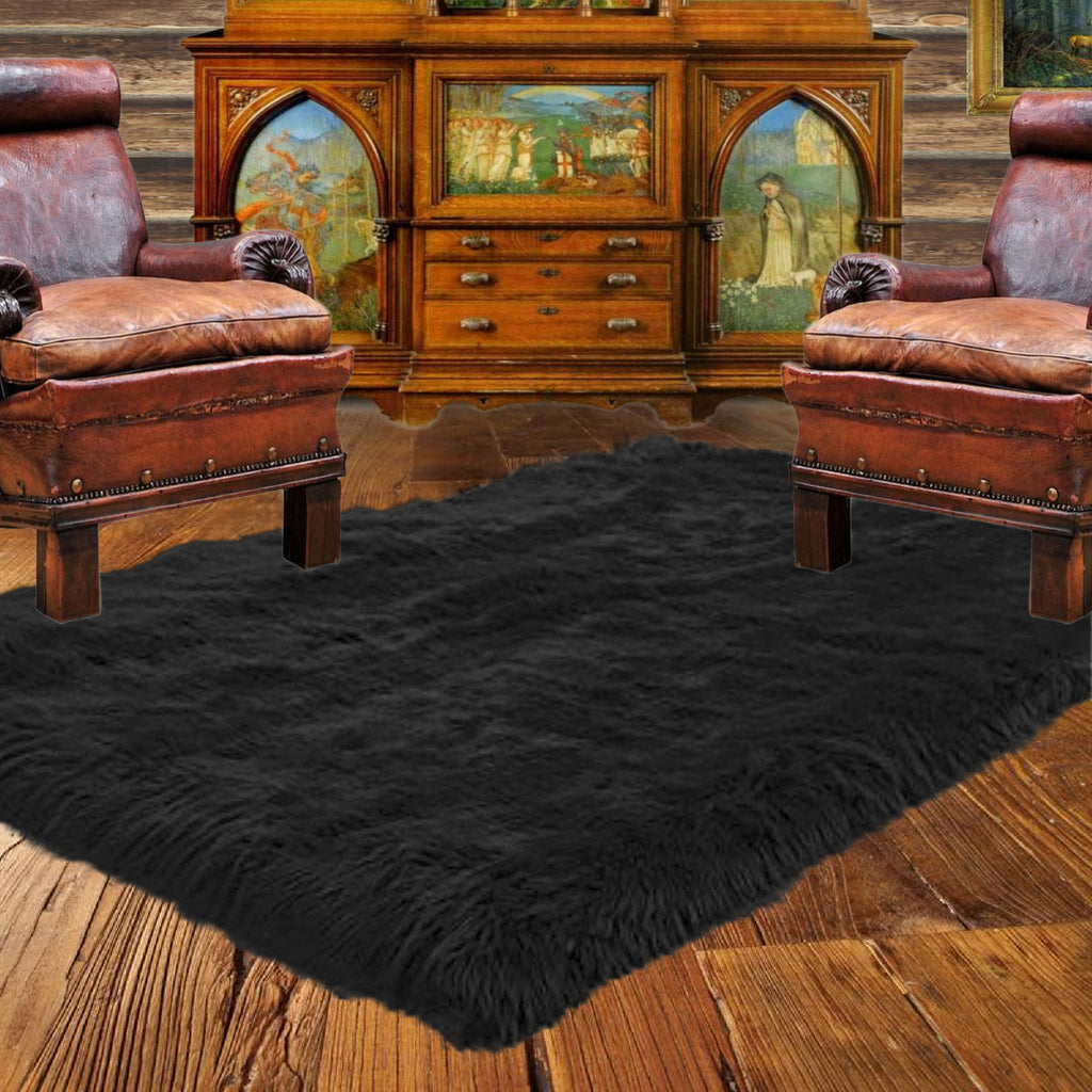 Contemporary Faux Fur Area Rug - Rectangular - Shaggy Man Made Flokati, Sheepskin - Washable - Colorfast - Hand Made To Order in the USA - Designer Art Rug by Fur Accents
