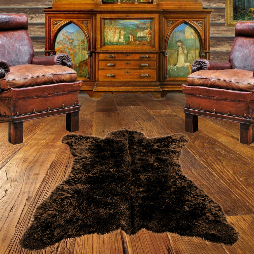 Brown Bear Skin Rug,  Realistic, Faux Fur, Area Rug, Lodge Cabin, Throw Rug, Old Fashion, Rustic, Cottage Décor, Shag, Gifts for Him, Gift for For Dad, Hand Made to Order in America, Fur Accents USA