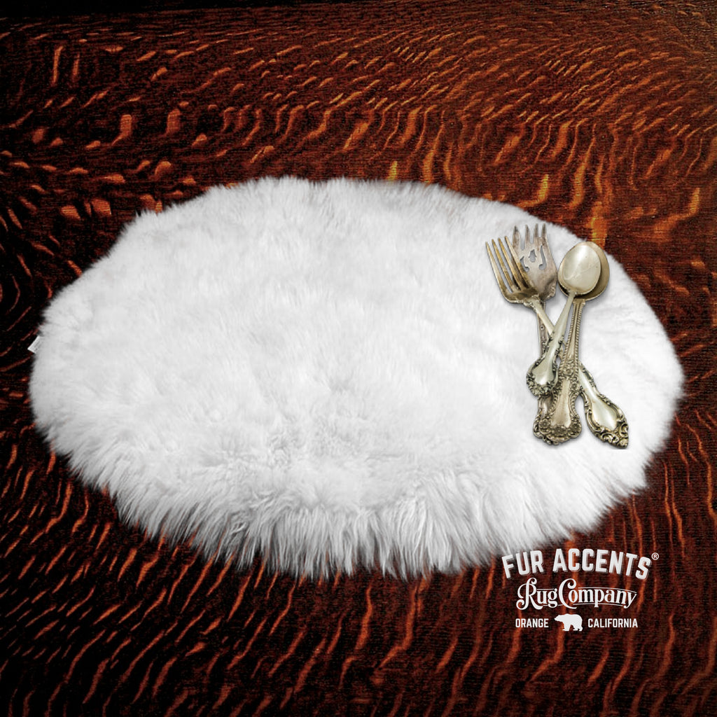 Set of 4 Plush Faux Fur Placemats, Luxury Fur, Soft Shaggy Fleece, Sheepskin, Place Mat, Table Top, Wedding Décor, Designer Accessories by Fur Accents USA