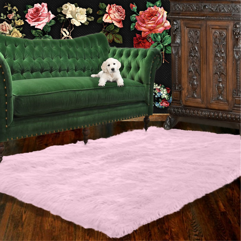 Contemporary Faux Fur Area Rug - Rectangular - Shaggy Man Made Flokati, Sheepskin - Washable - Colorfast - Hand Made To Order in the USA - Designer Art Rug by Fur Accents