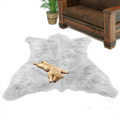 Bear Skin Area Rug -  Plush Faux Fur - Thick Fur -  Bonded Non Slip Back - Animal Pelt Shape Designer Throw - Americana Collection Fur Accents USA