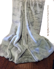 Plush  Faux Fur Throw Blanket, Super Soft Bunny Rabbit Bedspread - Luxury Fur - White, Off White, Black, Gray, Charcoal Shag Fur Accents USA