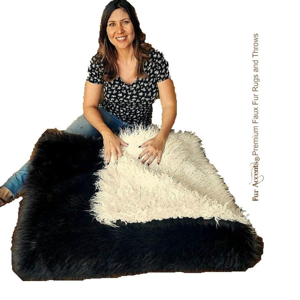 Plush Super Thick Faux Fur Throw Blanket, Bedspread - Luxury Fur - Reversible - Buffalo Bear Wolf - Mongolian Sheepskin - Fur Accents USA