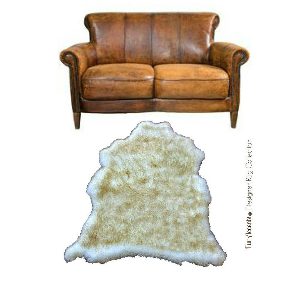 Plush Faux Fur Area Rug - Luxury Fur Thick Shaggy Hollister Sheepskin - Faux Fur - Animal Pelt Shape Designer Throw Rug - Fur Accents - USA