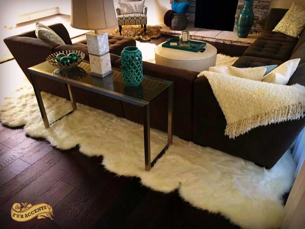 Hand Made Area Rug, Plush Faux Fur, Soft and Luxurious,  Man Made Sheepskin with Random Scalloped Sides, Country Edge Designer Carpet, Hand Made in America by Fur Accents - USA