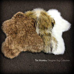 English  Sheepskin Rug - Faux Fur Rug - Pelt Shape - Designer Throw Rug - Fur Accents - Hand Made in the USA