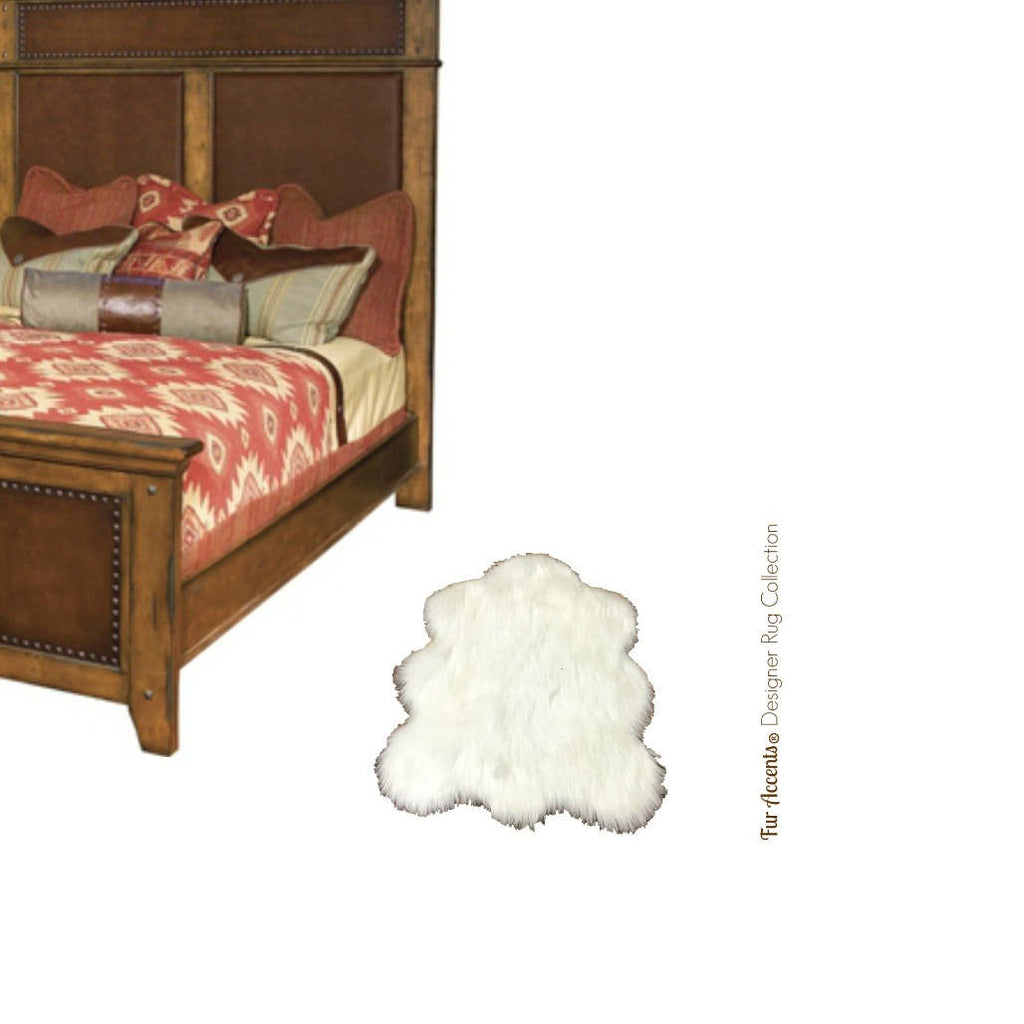 English  Sheepskin Rug - Faux Fur Rug - Pelt Shape - Designer Throw Rug - Fur Accents - Hand Made in the USA