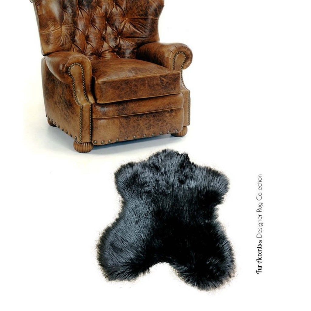 English  Sheepskin Rug - Faux Fur Rug - Pelt Shape - Designer Throw Rug - Fur Accents - Hand Made in the USA