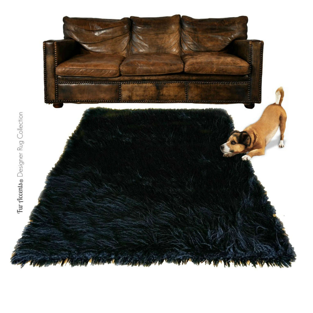 Plush Faux Fur Area Rug - Luxury Fur Thick Shaggy Sheepskin - Faux Fur - Rectangle Shape Designer Throw Rug - Fur Accents - USA