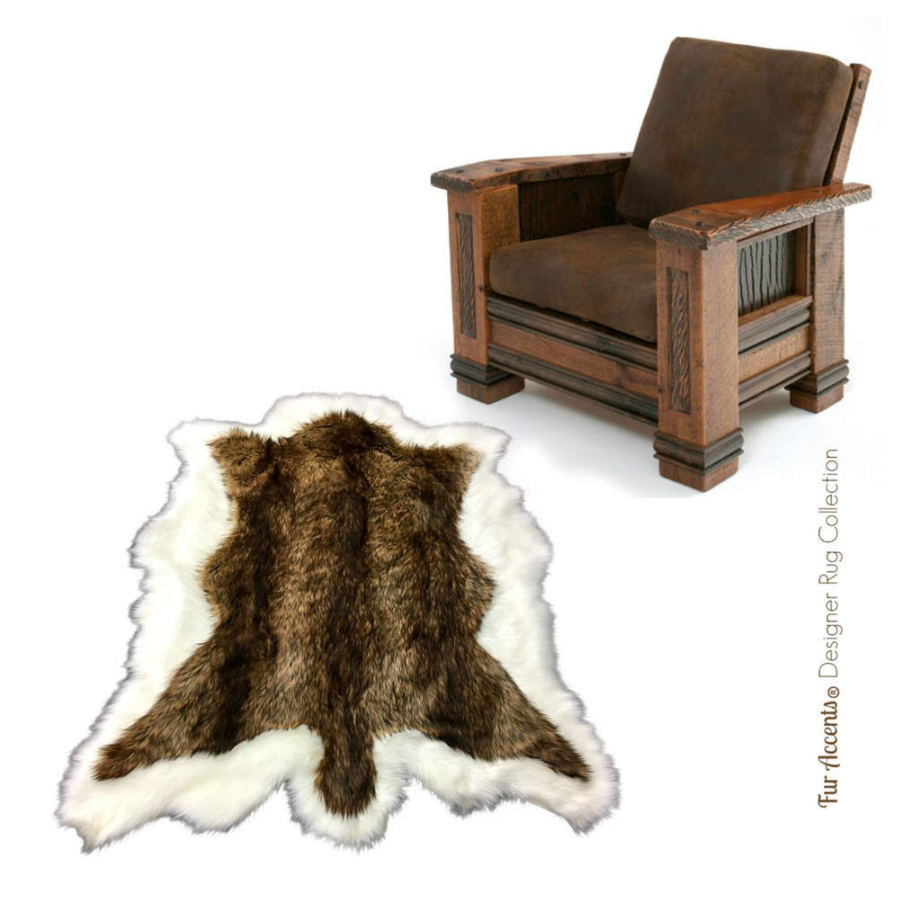 Plush Faux Fur Area Rug - Luxury Fur Thick Double Deer Skin - Faux Fur - Animal Pelt Shape Designer Throw Art Rug by- Fur Accents - USA