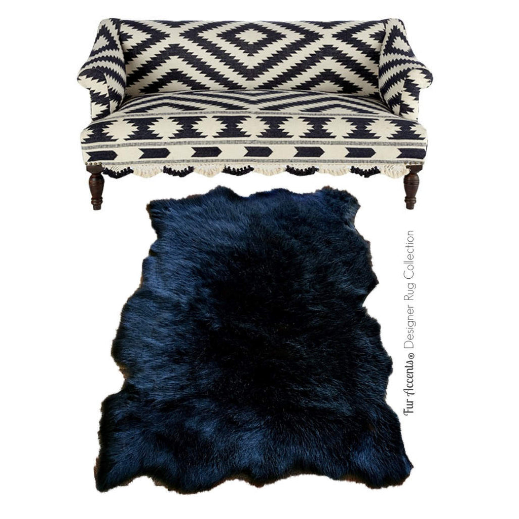 Plush Faux Fur Area Rug - Tattered Edge - Sheepskin - Pelt Shape Designer Throw - 6 Colors -Art Rug by Fur Accents - USA