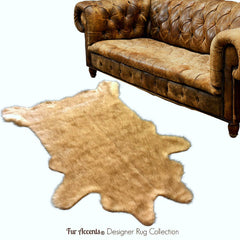 Plush Faux Fur Area Rug - Luxury Fur Thick Shaggy Deer Skin - Faux Fur - Animal Pelt Shape Designer Throw Rug - Fur Accents - USA