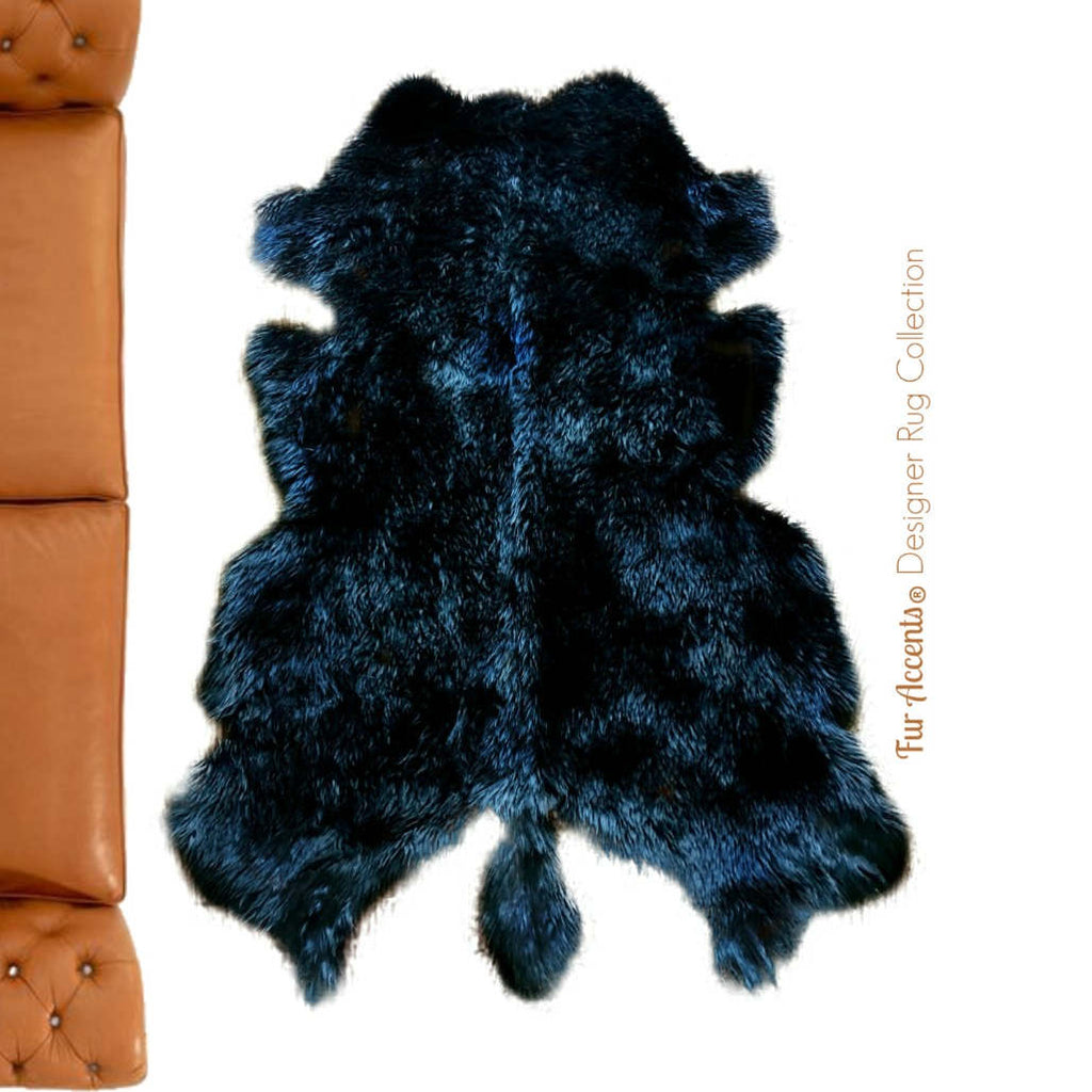Plush Faux Fur Area Rug - Shaggy Cow Hide Shape - Designer Throw - 6 Colors -Art Rug by Fur Accents - USA
