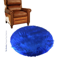 Plush Faux Fur Area Rug - Shaggy Round Shape - Designer Throw - 6 Colors -Art Rug by Fur Accents - USA