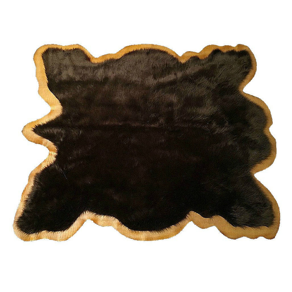 Plush Faux Fur Area Rug - Shaggy Sheepskin - New - Plains Buffalo Hide Shape - Designer Throw Carpet - Bordered Art Rug by Fur Accents - USA