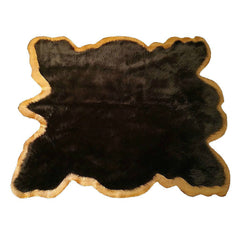 Plush Faux Fur Area Rug - Shaggy Sheepskin - New - Plains Buffalo Hide Shape - Designer Throw Carpet - Bordered Art Rug by Fur Accents - USA