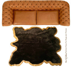 Plush Faux Fur Area Rug - Shaggy Sheepskin - New - Plains Buffalo Hide Shape - Designer Throw Carpet - Bordered Art Rug by Fur Accents - USA