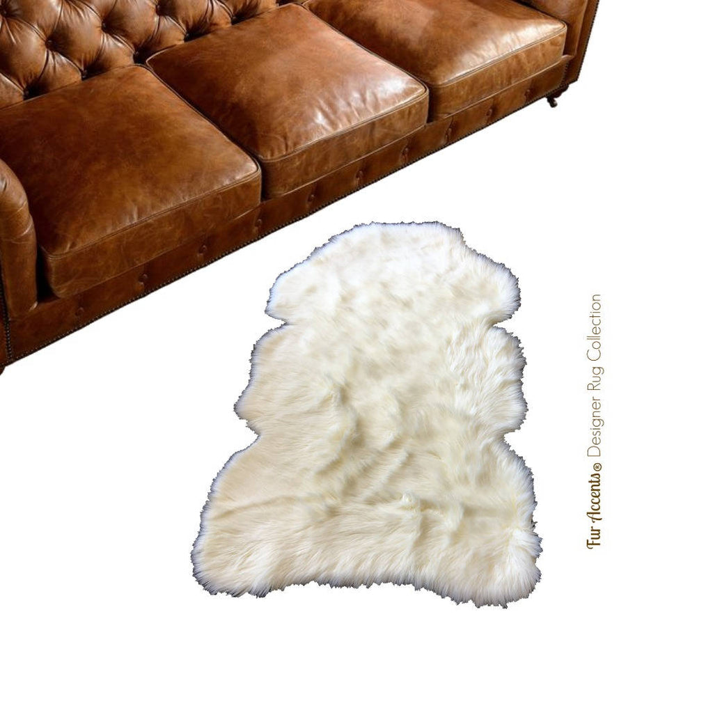 Plush Faux Fur Accent Rug - Shaggy Country Edge Sheepskin - 6 Colors - Designer Art Rugs by Fur Accents - USA