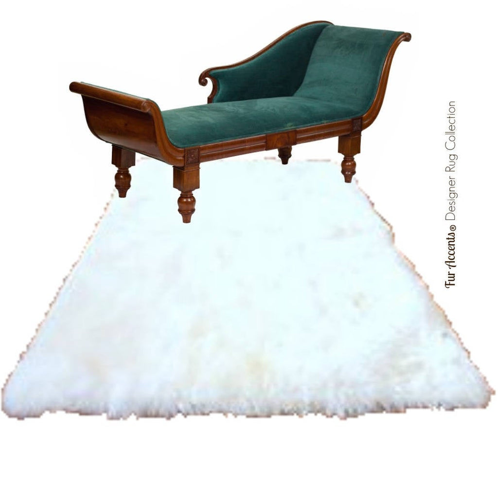 Plush Faux Fur Area Rug - Luxury Fur Thick Shaggy Sheepskin - Faux Fur - White - 6 Colors Rectangle - Designer Throw Rug - Fur Accents - USA
