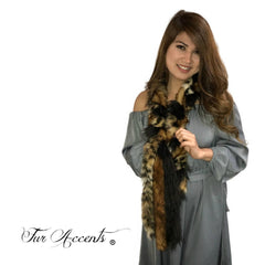 Exotic Faux Fur Braided Scarf Luxurious Plush Designer Fashion Fur Leopard, Black, Fox - Braided  Fur Scarves by Fur Accents USA