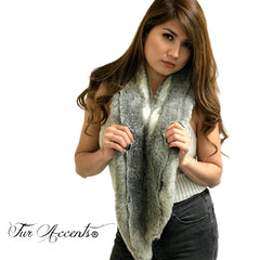 Exotic Faux Fur Scarf Luxurious Plush Designer Fashion Fur - Soft Gray Rabbit - Faux Fur Scarves Fur Accents USA