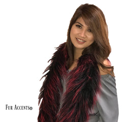 Exotic Pieced Faux Fur Scarf - Luxurious Plush Designer Fashion Fur - Black Cherry Spiked Luxury Fur Scarves Fur Accents USA