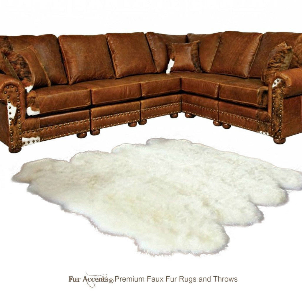 Plush Faux Fur Area Rug - Bedspread Shaggy Thick Sheepskin - Octo Multi Pelt Design Shape Throw 6 Colors Designer Art Rug by Fur Accents USA