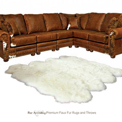 Plush Faux Fur Area Rug - Bedspread Shaggy Thick Sheepskin - Octo Multi Pelt Design Shape Throw 6 Colors Designer Art Rug by Fur Accents USA