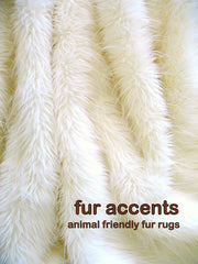 Plush Faux Fur Bedspread - White or Off White - Sheepskin - Shag Soft Bear Skin Design - Designer Throws by Fur Accents USA
