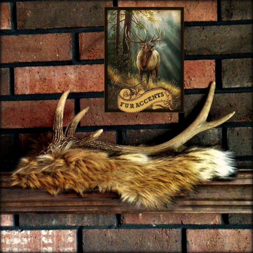 Plush Faux Fur Rabbit Pelt Mini Coyote Single Pelt Shape - Mantle Decor - Shelf Doily - Table Topper - Designer Throw Rug - Fur Accents USA