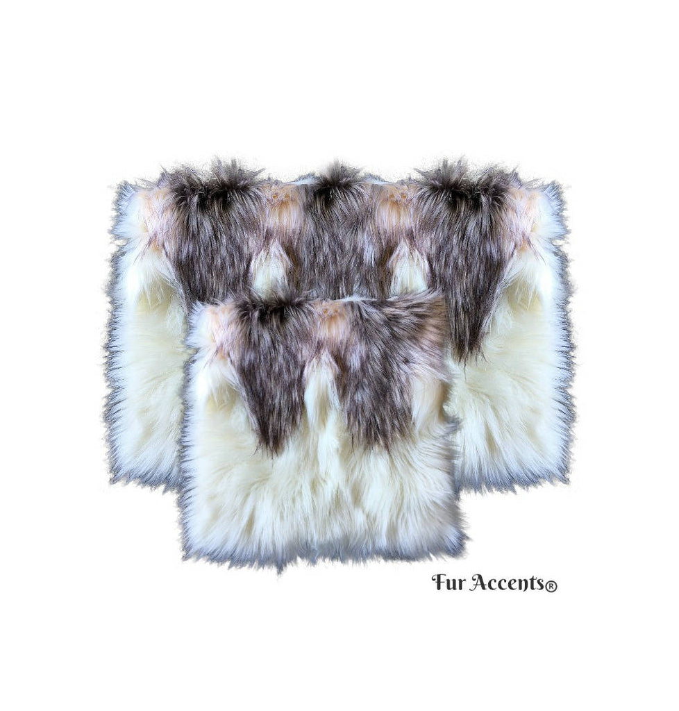 Plush Faux Fur Pillow - Sham - Cover - Plush Gray Wolf Stripe Trimmed - 3 New Sizes - Designer Throw - Toss -  Fur Accents USA