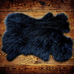 Plush Faux Fur Area Rug - Black Rabbit - New Pelt Shape Designer Throw Rug - Fur Accents - USA