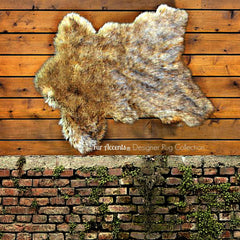 Plush Faux Fur Area Rug - Luxury Fur Golden Sierra Bear Skin - Shag - Animal Pelt Shape Designer Throw Rug - Fur Accents - USA