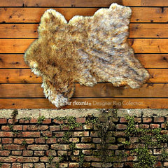 Plush Faux Fur Area Rug - Luxury Fur Brown Sierra Bear Skin - Shag - Animal Pelt Shape Designer Throw Rug - Fur Accents - USA