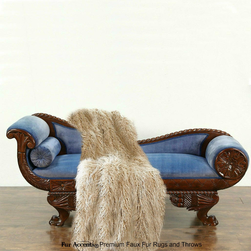 Plush Faux Fur Throw Blanket - Bedspread - Luxury Long Hair Mongolian Sheepskin Shag Fur Fur Minky Cuddle Fur Lining - Fur Accents - USA